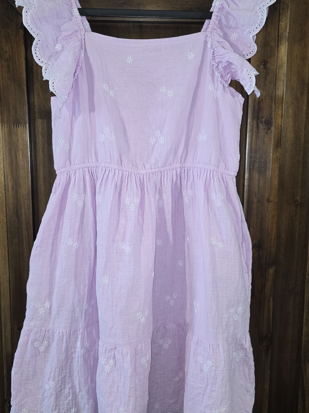 Cat & Jack Girls' Pink Eyelet Ruffle Strap Dress With Pockets